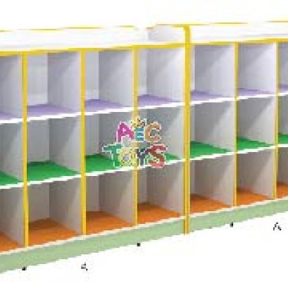 ชั้นเก็บกระเป๋านักเรียน 3 ชั้น 24 ช่อง(ไม้) ขนาด 240*30*105 ซม.